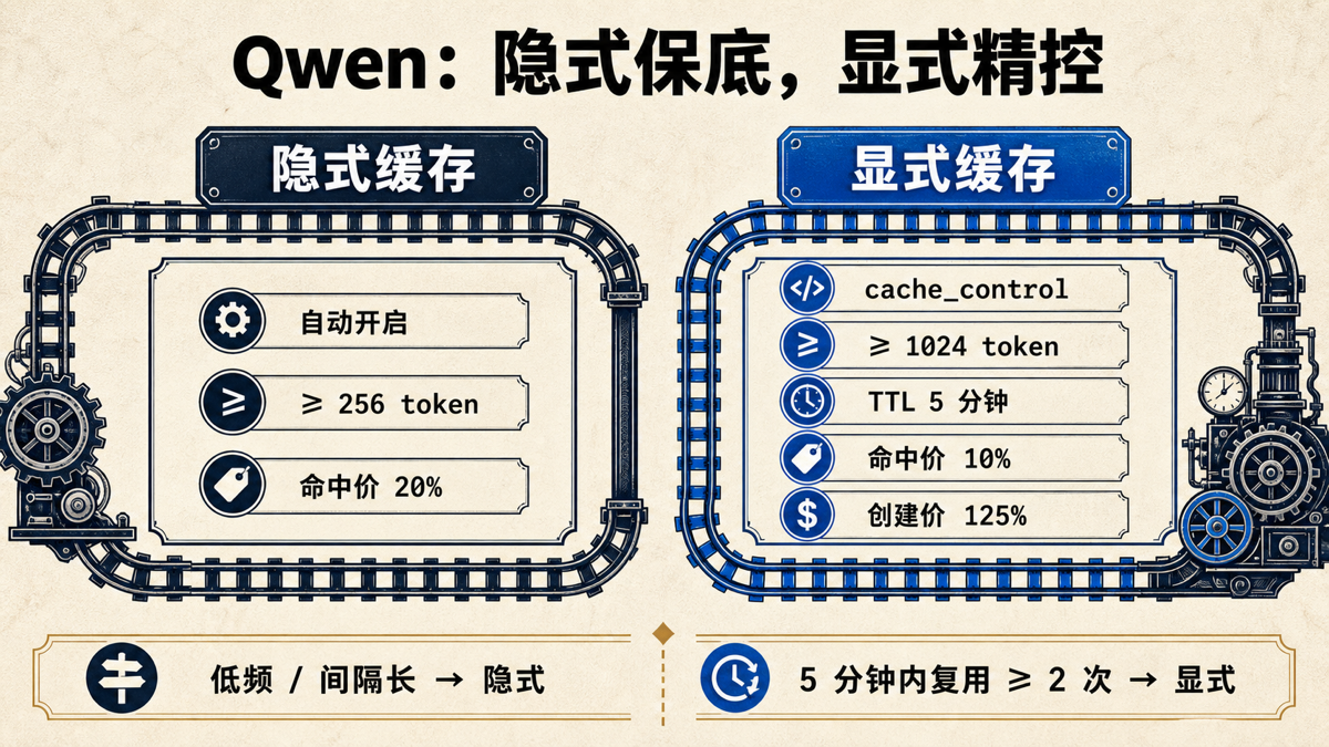 Qwen 隐式缓存与显式缓存双轨机制